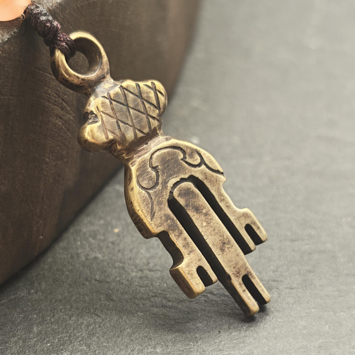 Antique Tibetan Key of Heart Amulet: Handmade Lima Brass Gandhanra Pendant