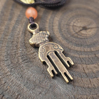 Antique Tibetan Key of Heart Amulet: Handmade Lima Brass Gandhanra Pendant