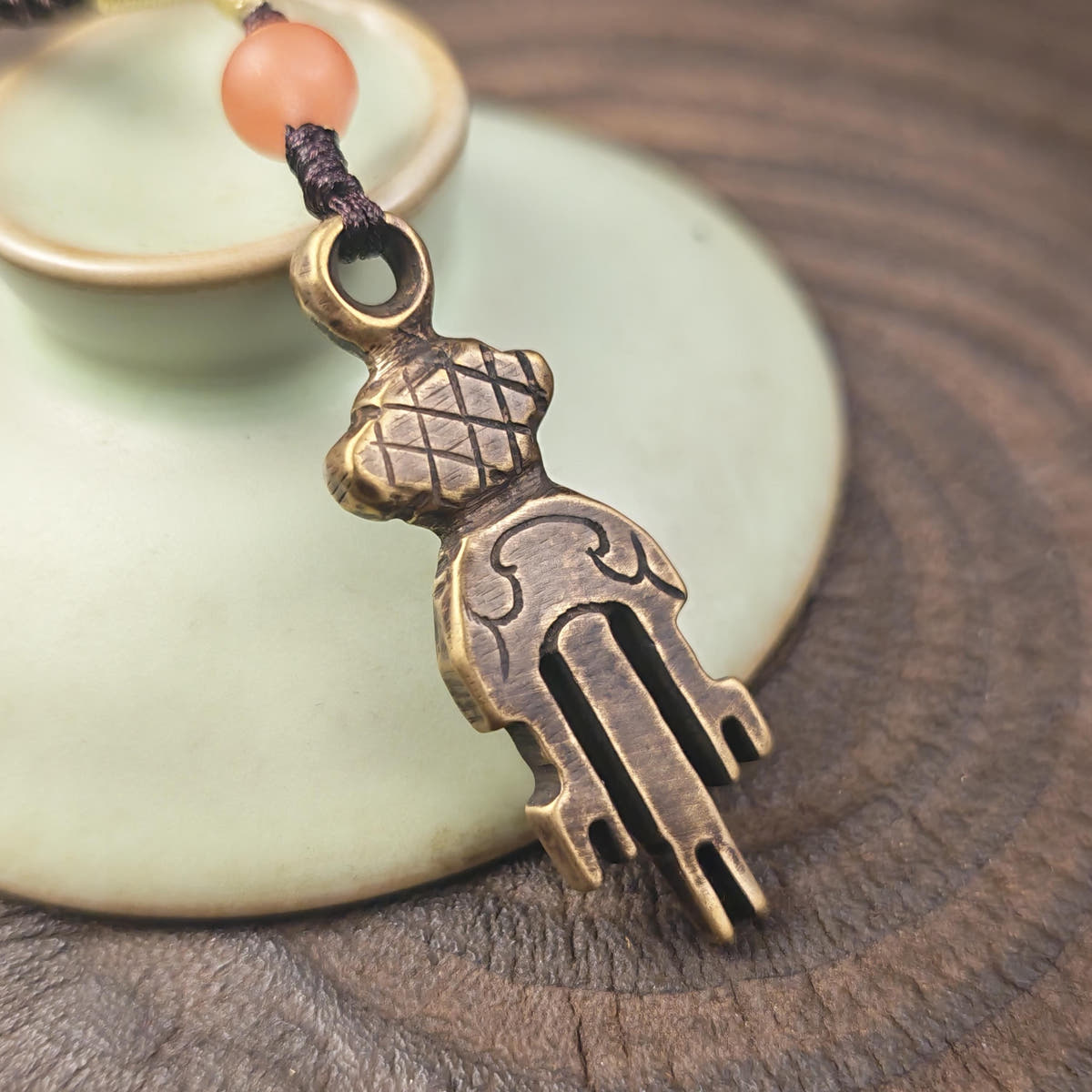 Antique Tibetan Key of Heart Amulet: Handmade Lima Brass Gandhanra Pendant