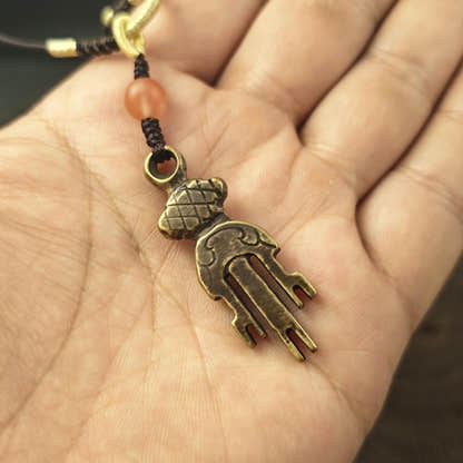 Antique Tibetan Key of Heart Amulet: Handmade Lima Brass Gandhanra Pendant