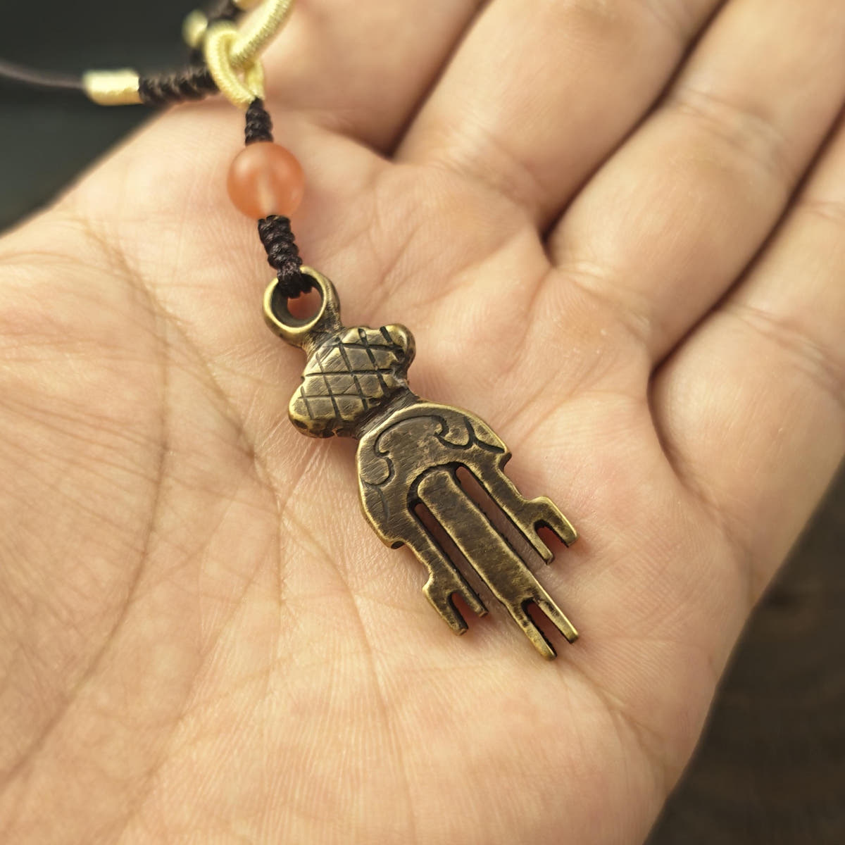 Antique Tibetan Key of Heart Amulet: Handmade Lima Brass Gandhanra Pendant