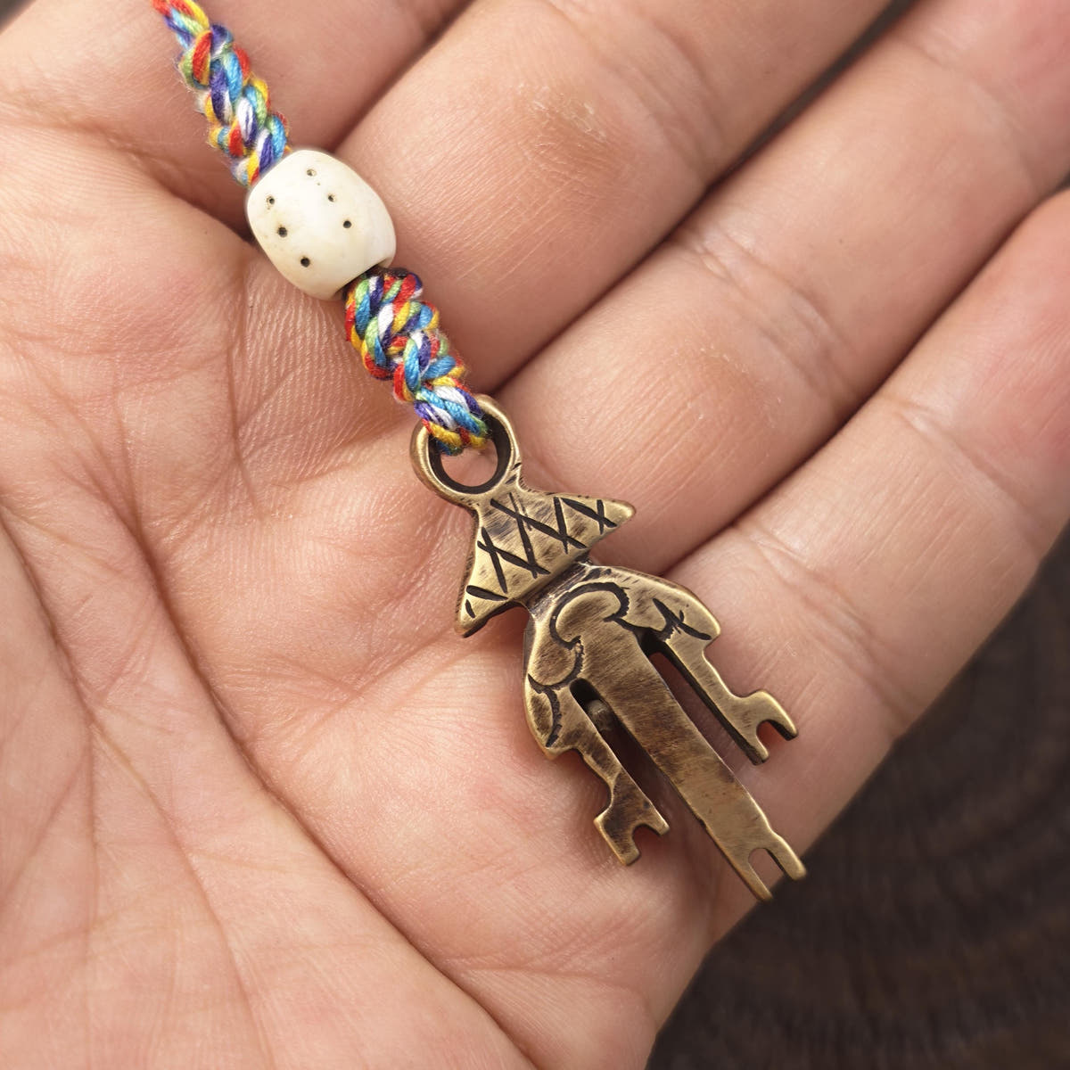 Antique Tibetan Key of Heart Amulet: Handmade Lima Brass Gandhanra Pendant