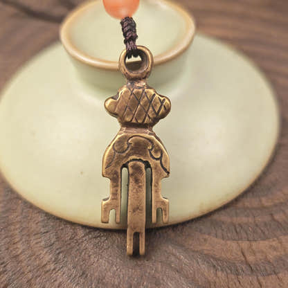 Antique Tibetan Key of Heart Amulet: Handmade Lima Brass Gandhanra Pendant