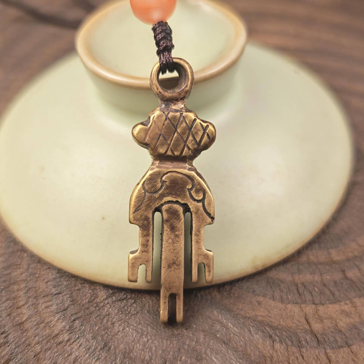 Antique Tibetan Key of Heart Amulet: Handmade Lima Brass Gandhanra Pendant