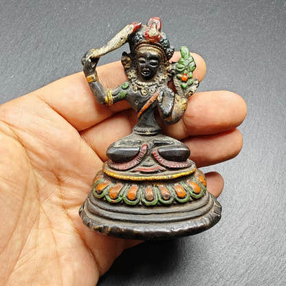 Manjusri Statue / Jampeyang Statue - Tibetan Buddhist statue, detailed view