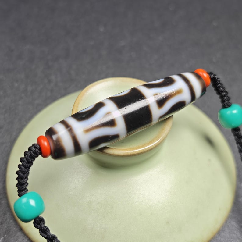 Vajra Dzi Bead Necklace - Tibetan Buddhist bead necklace, view 10