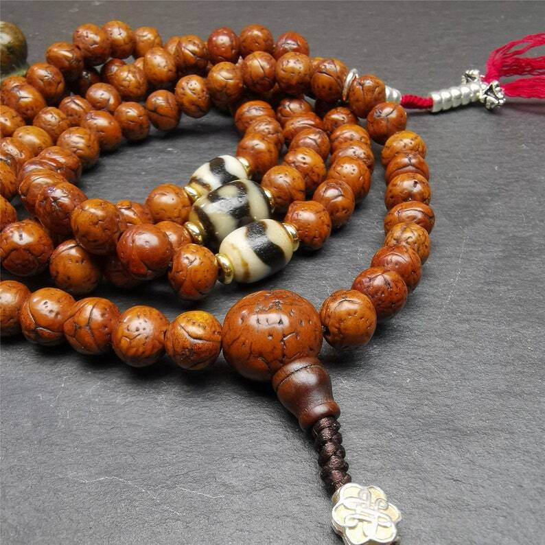 10mm 108 Dragon Eye Bodhi Prayer Beads,with Dzi Beads - Tibetan Buddhist mala beads, view 4