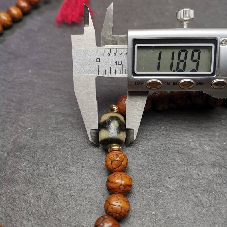 10mm 108 Dragon Eye Bodhi Prayer Beads,with Dzi Beads - Tibetan Buddhist mala beads, view 8