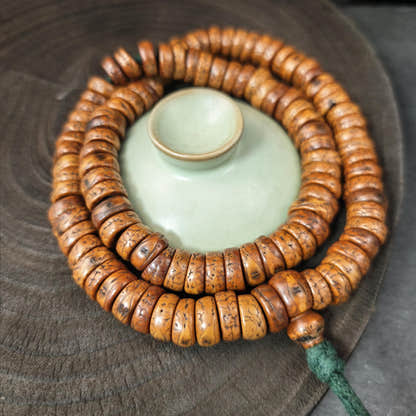 Authentic 14mm Phoenix Eye Bodhi Seed Mala | Blessed 108 Prayer Bead | Old Tibetan Buddhist Rosary | Meditation Gift 