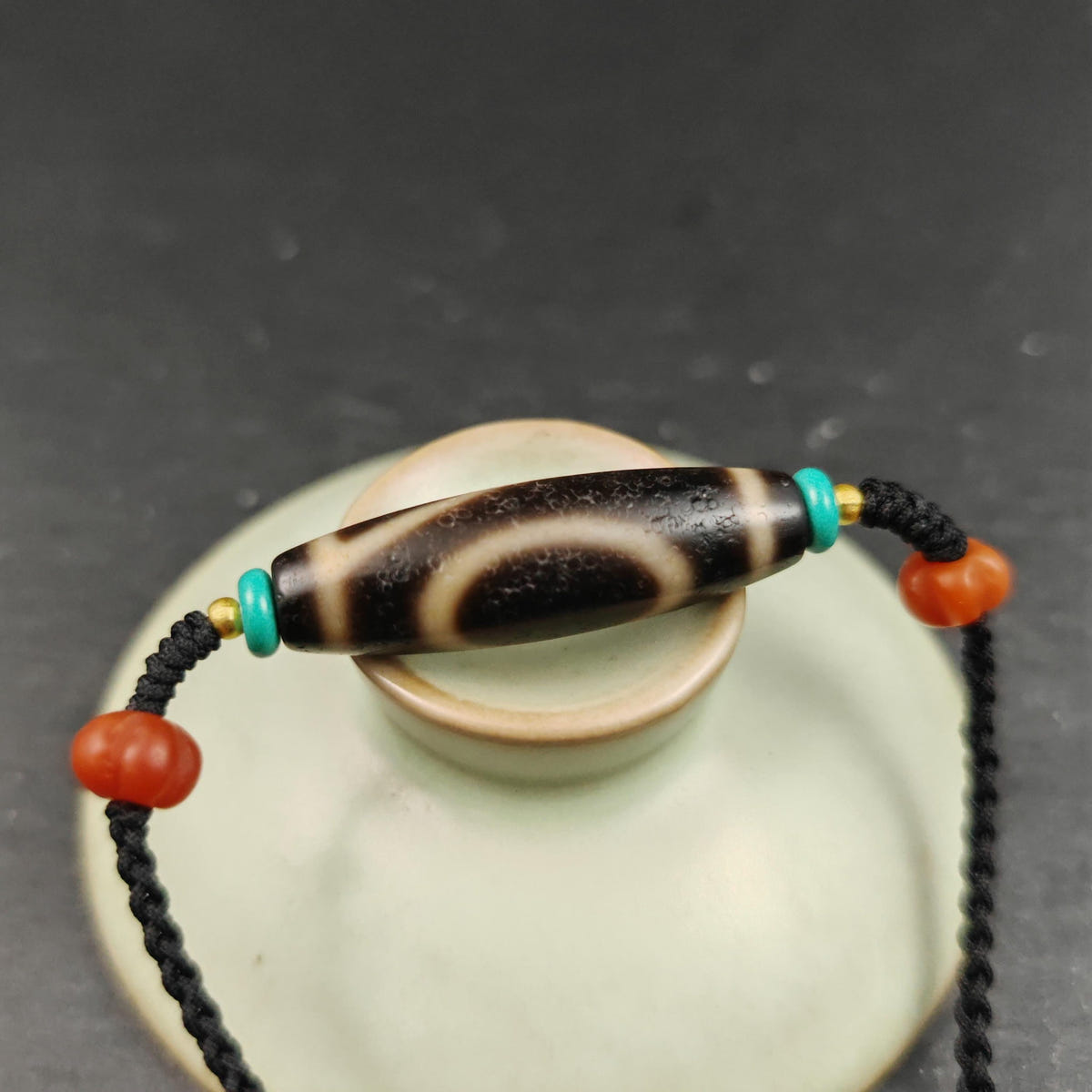 Authentic 1 Eye Mountain Dzi Bead Necklace | Antique Tibetan Protection Amulet for Career Support & Stability | Spiritual Gift for Him Her