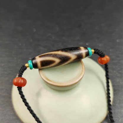 Authentic 1 Eye Mountain Dzi Bead Necklace | Antique Tibetan Protection Amulet for Career Support & Stability | Spiritual Gift for Him Her