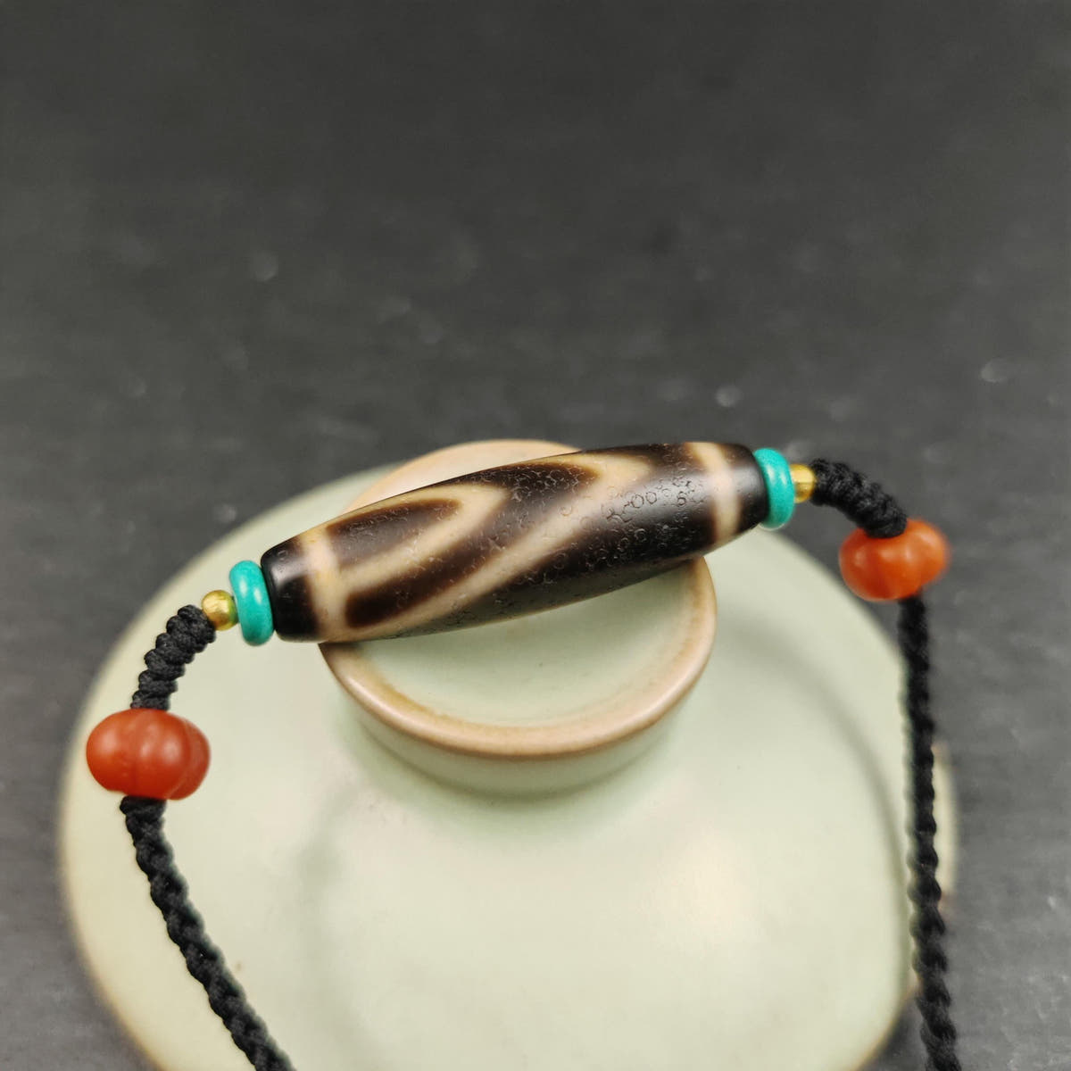 Authentic 1 Eye Mountain Dzi Bead Necklace | Antique Tibetan Protection Amulet for Career Support & Stability | Spiritual Gift for Him Her