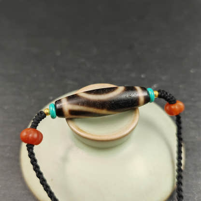 Authentic 1 Eye Mountain Dzi Bead Necklace | Antique Tibetan Protection Amulet for Career Support & Stability | Spiritual Gift for Him Her