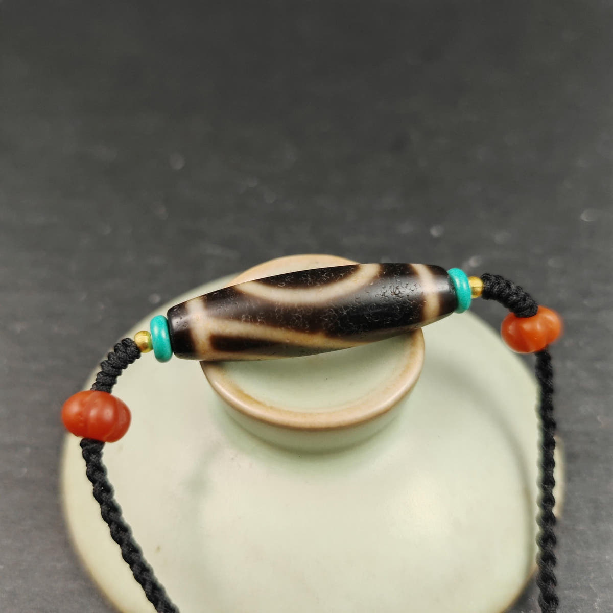 Authentic 1 Eye Mountain Dzi Bead Necklace | Antique Tibetan Protection Amulet for Career Support & Stability | Spiritual Gift for Him Her