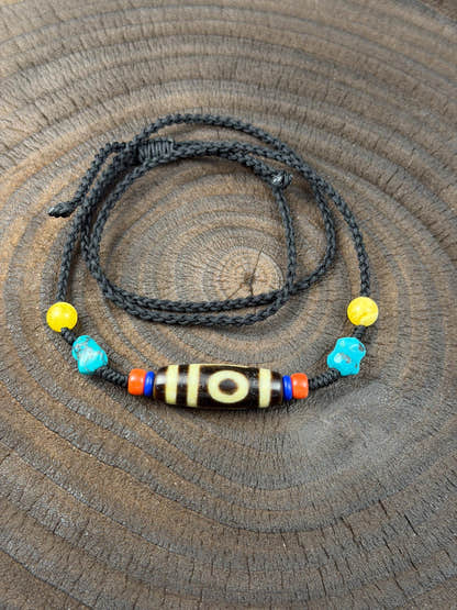 Authentic 2 Eyes Dzi Bead Necklace | Antique Tibetan Jewelry | Protection Amulet for Happy and Harmonious | Spiritual Gift for Him Her
