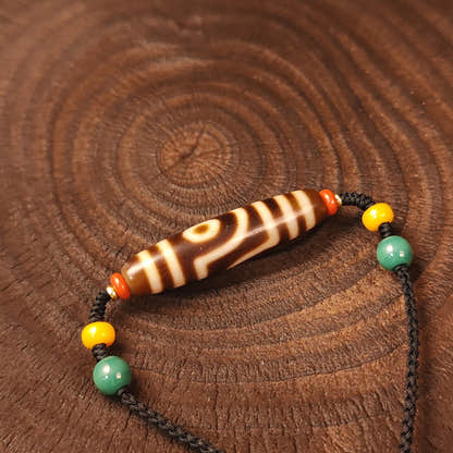 Authentic 2 Eyes Dzi Bead Necklace | Antique Tibetan Jewelry | Protection Amulet for Happy and Harmonious | Spiritual Gift for Him Her