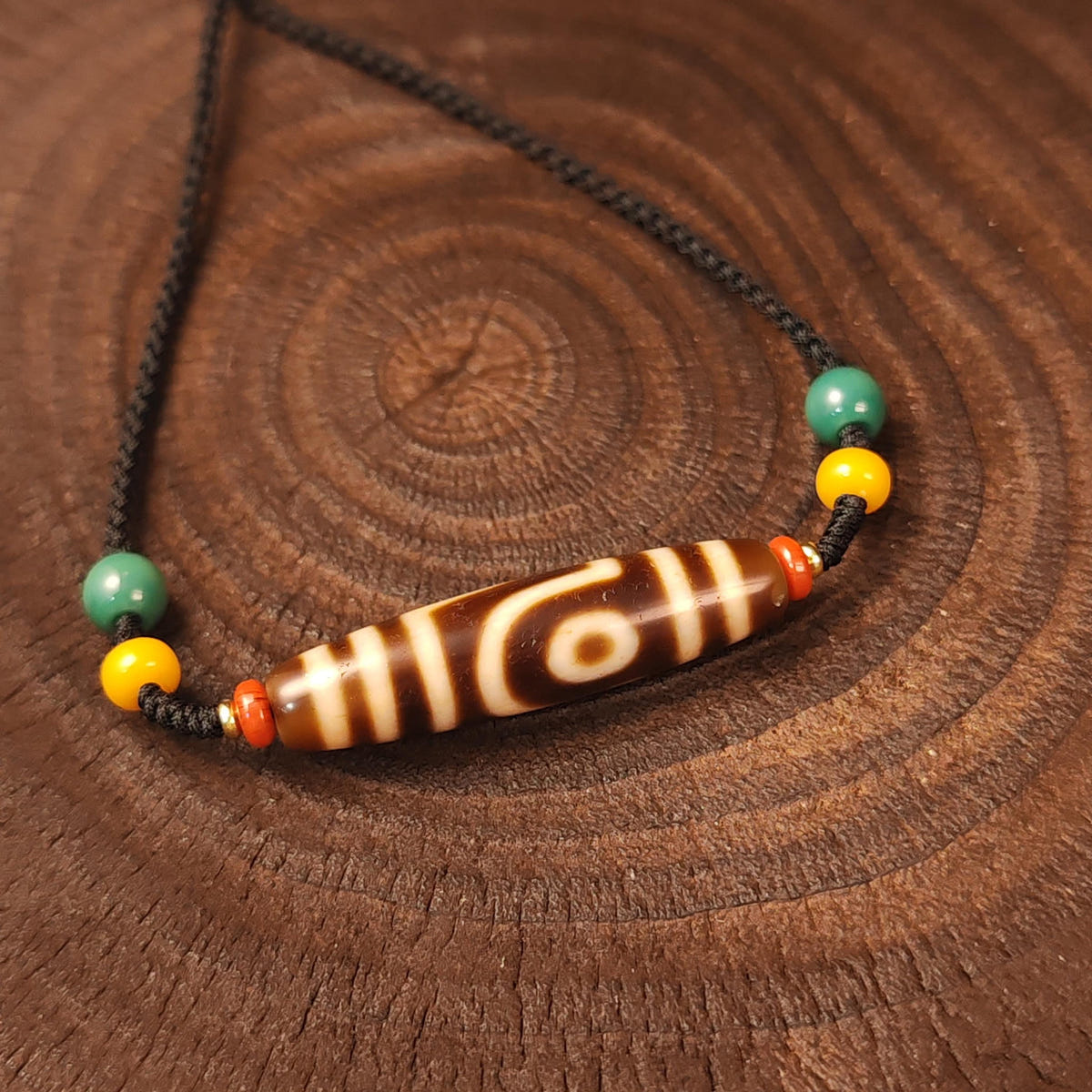 Authentic 2 Eyes Dzi Bead Necklace | Antique Tibetan Jewelry | Protection Amulet for Happy and Harmonious | Spiritual Gift for Him Her