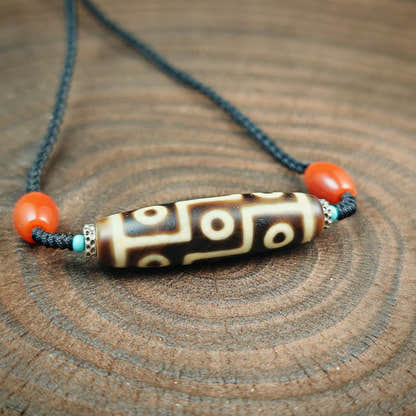Authentic 9 Eyes Dzi Necklace | Tibetan Protection Amulet | Spiritual Talisman & Healing Jewelry | Gift for Him or Her | 41*11mm
