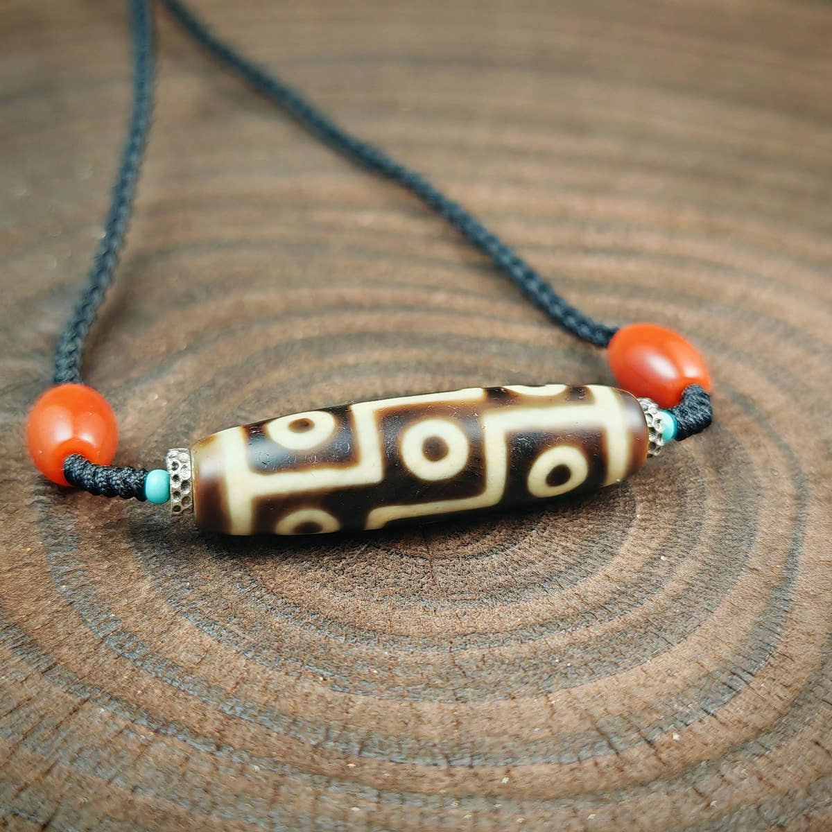 Authentic 9 Eyes Dzi Necklace | Tibetan Protection Amulet | Spiritual Talisman & Healing Jewelry | Gift for Him or Her | 41*11mm