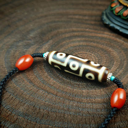 Authentic 9 Eyes Dzi Necklace | Tibetan Protection Amulet | Spiritual Talisman & Healing Jewelry | Gift for Him or Her | 41*11mm