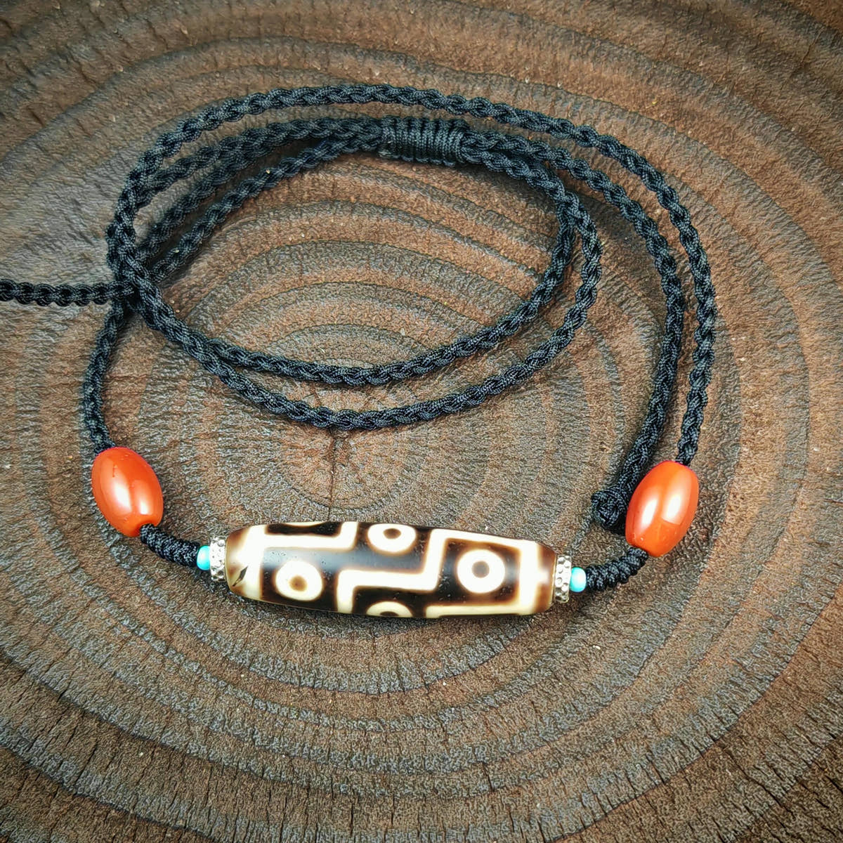 Authentic 9 Eyes Dzi Necklace | Tibetan Protection Amulet | Spiritual Talisman & Healing Jewelry | Gift for Him or Her | 41*11mm