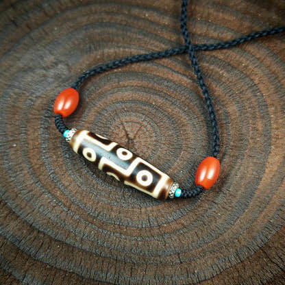 Authentic 9 Eyes Dzi Necklace | Tibetan Protection Amulet | Spiritual Talisman & Healing Jewelry | Gift for Him or Her | 41*11mm