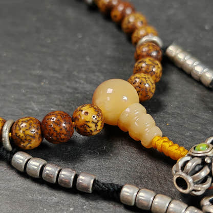 Authentic 9mm Lotus Seed Beads Wrist Mala Bracelet - Tibetan Buddhist mala beads, view 6