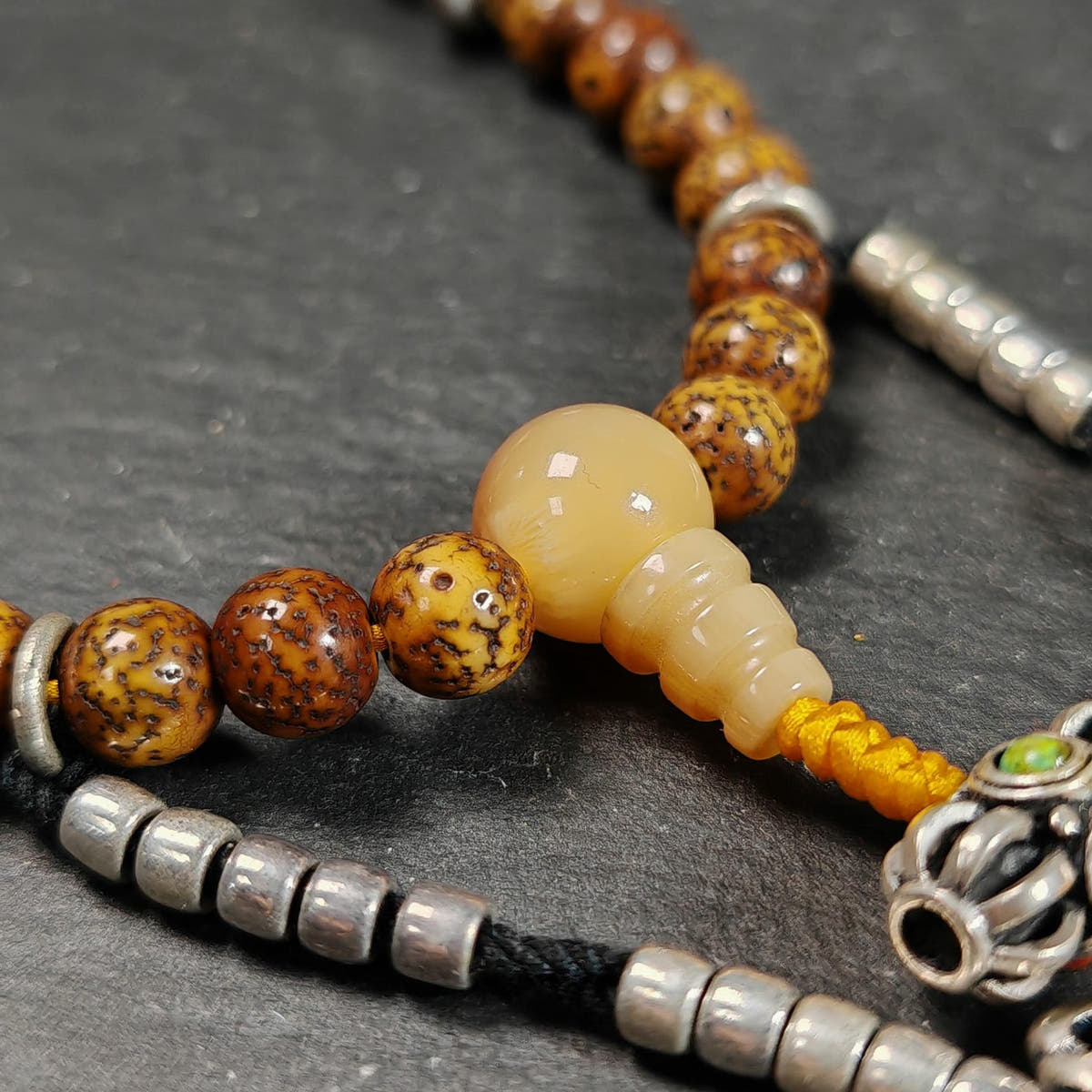 Authentic 9mm Lotus Seed Beads Wrist Mala Bracelet - Tibetan Buddhist mala beads, view 6