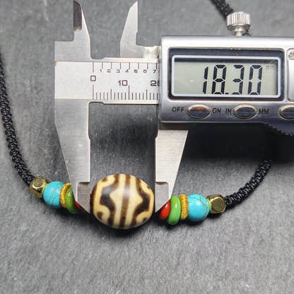 Authentic Dzi Bead Necklace - Lotus Dalo Dzi Pendant 18*15mm - Tibetan Buddhist bead necklace, view 10