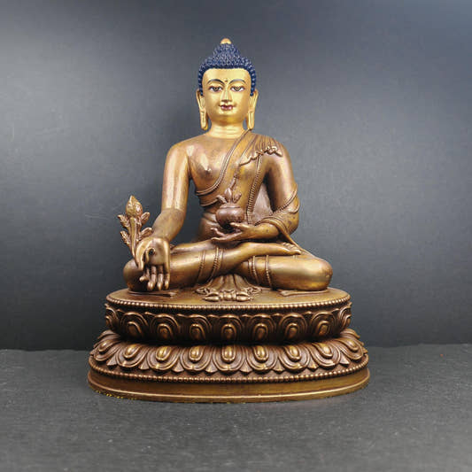 Tibetan Medicine Buddha Statue - Fully Consecrated and Blessed - Tibetan Buddhist statue, front view
