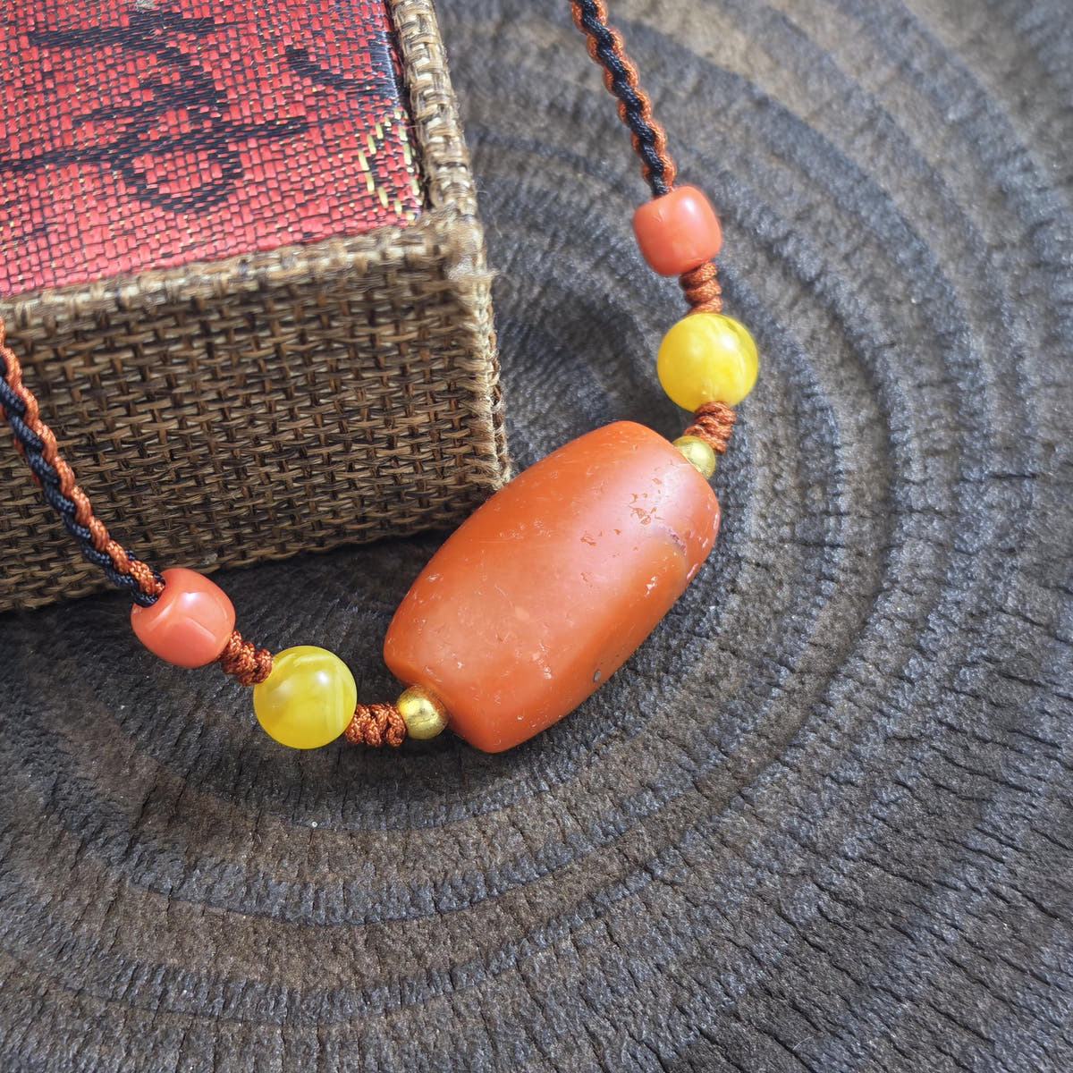 Authentic Nanhong Agate Choker | Old Tibetan Amulet | Protective Spiritual Gift | Gift for Him Her | 26*16mm