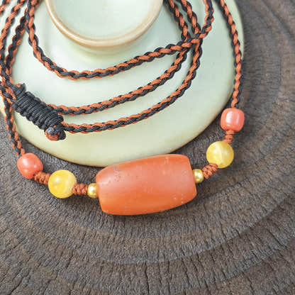 Authentic Nanhong Agate Choker | Old Tibetan Amulet | Protective Spiritual Gift | Gift for Him Her | 26*16mm