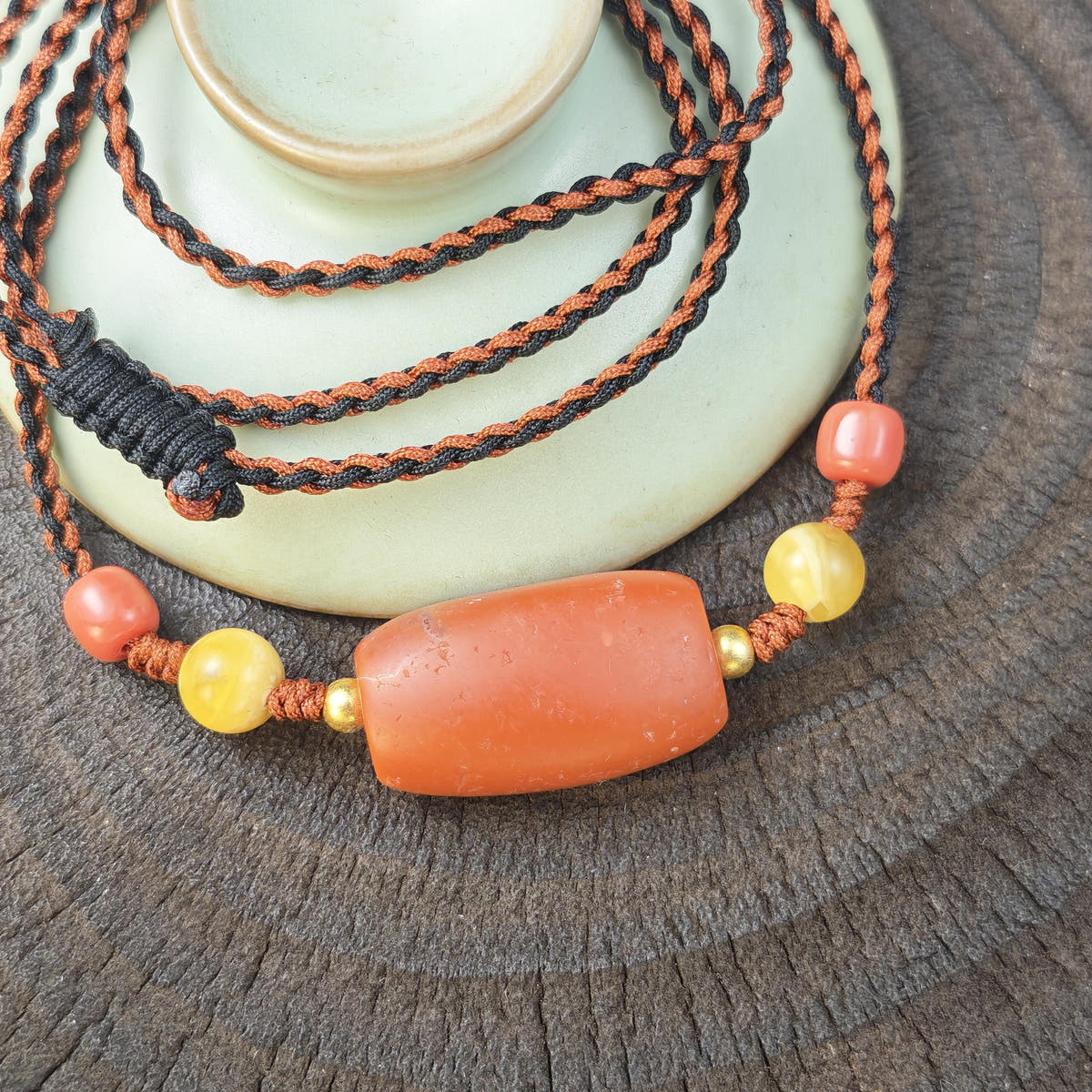 Authentic Nanhong Agate Choker | Old Tibetan Amulet | Protective Spiritual Gift | Gift for Him Her | 26*16mm