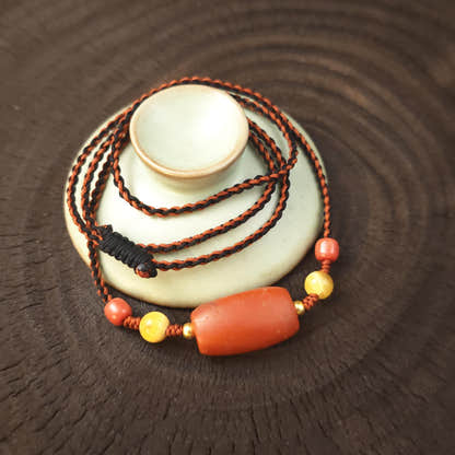 Authentic Nanhong Agate Choker | Old Tibetan Amulet | Protective Spiritual Gift | Gift for Him Her | 26*16mm