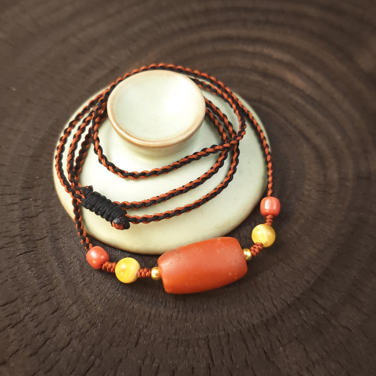 Authentic Nanhong Agate Choker | Old Tibetan Amulet | Protective Spiritual Gift | Gift for Him Her | 26*16mm