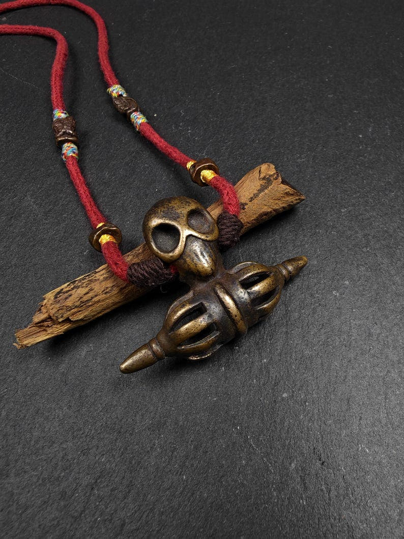 Authentic Old Citipati Skull Vajra Amulet - 53 - Tibetan Buddhist amulet, view 4