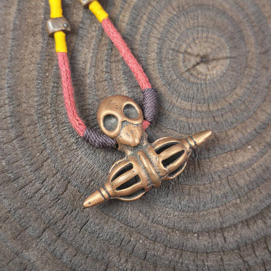 Authentic Old Citipati Skull Vajra Amulet - Gandhanra Tibetan Protective Chram - Spiritual Necklace - Decades Old - 36×50mm