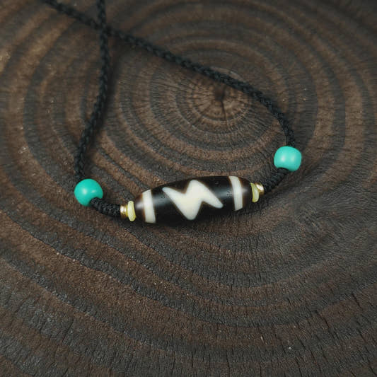 Authentic Thunder 5 Eyes Dzi Necklace | Tibetan Protection Amulet | Spiritual Talisman & Healing Jewelry | Gift for Him or Her | 30*11mm