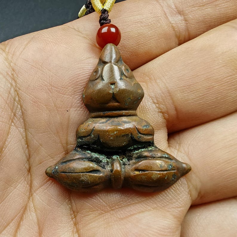 Copper Stupa + Vajra Pendant - Tibetan Buddhist amulet, view 7