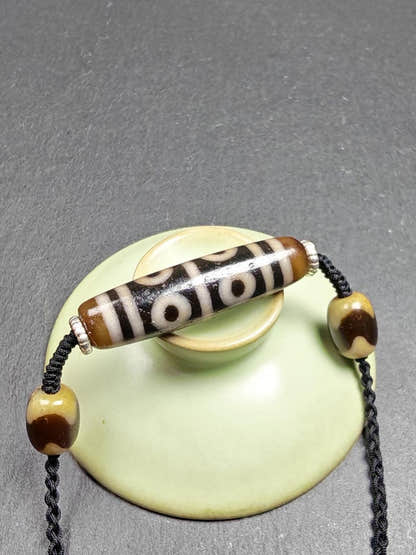Dzi Necklace - 8 Eyes Mandala Dzi Amulet - 45 - Tibetan Buddhist bead necklace, view 11
