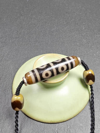 Dzi Necklace - 8 Eyes Mandala Dzi Amulet - 45 - Tibetan Buddhist bead necklace, view 12
