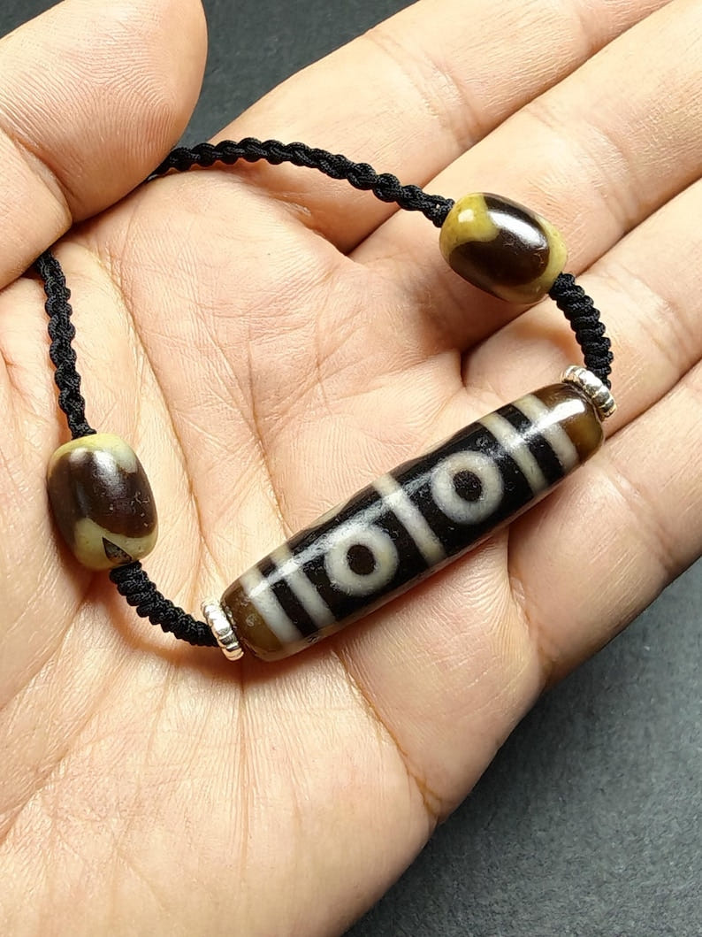 Dzi Necklace - 8 Eyes Mandala Dzi Amulet - 45 - Tibetan Buddhist bead necklace, view 6