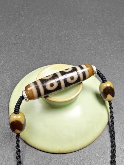 Dzi Necklace - 8 Eyes Mandala Dzi Amulet - 45 - Tibetan Buddhist bead necklace, view 9