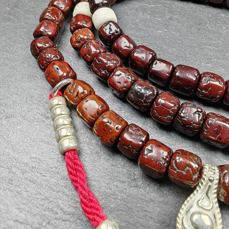 8mm 108 Rudraksha Mala Necklace,40cm Streched - Tibetan Buddhist mala beads, view 5
