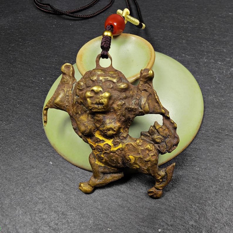 Authentic Tibetan Snow Lion Amulet - Tibetan Buddhist amulet, view 5