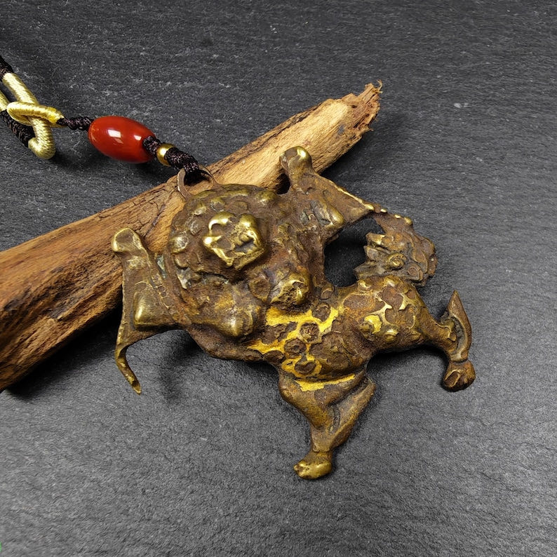 Authentic Tibetan Snow Lion Amulet - Tibetan Buddhist amulet, view 7