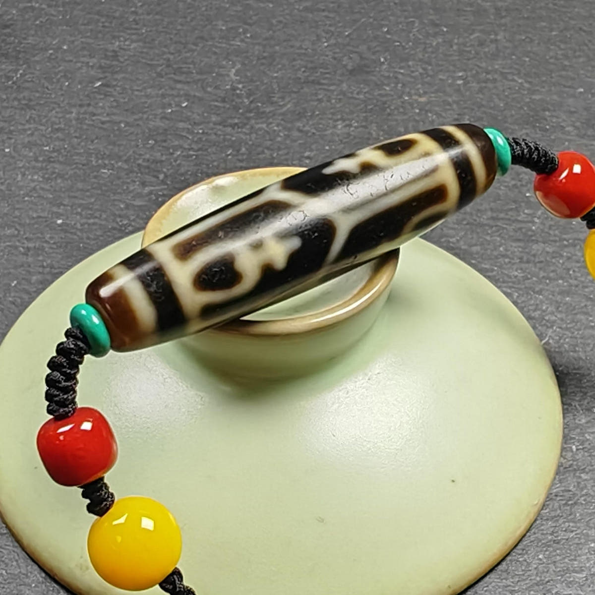 Authentic Tibetan Treasure Vase Dzi Bead Necklace 30 Years Old - Tibetan Buddhist bead necklace, view 5