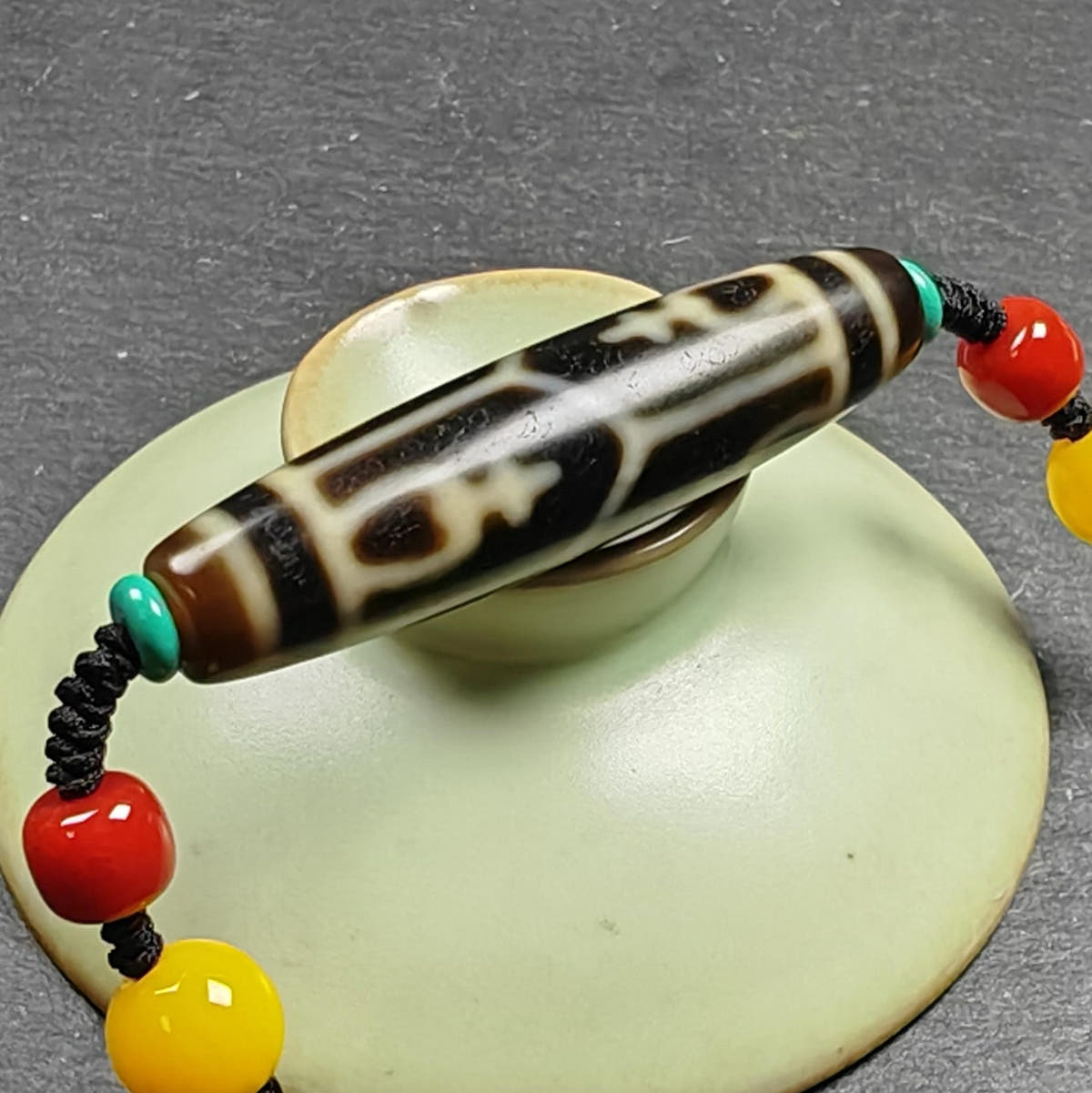 Authentic Tibetan Treasure Vase Dzi Bead Necklace 30 Years Old - Tibetan Buddhist bead necklace, view 7