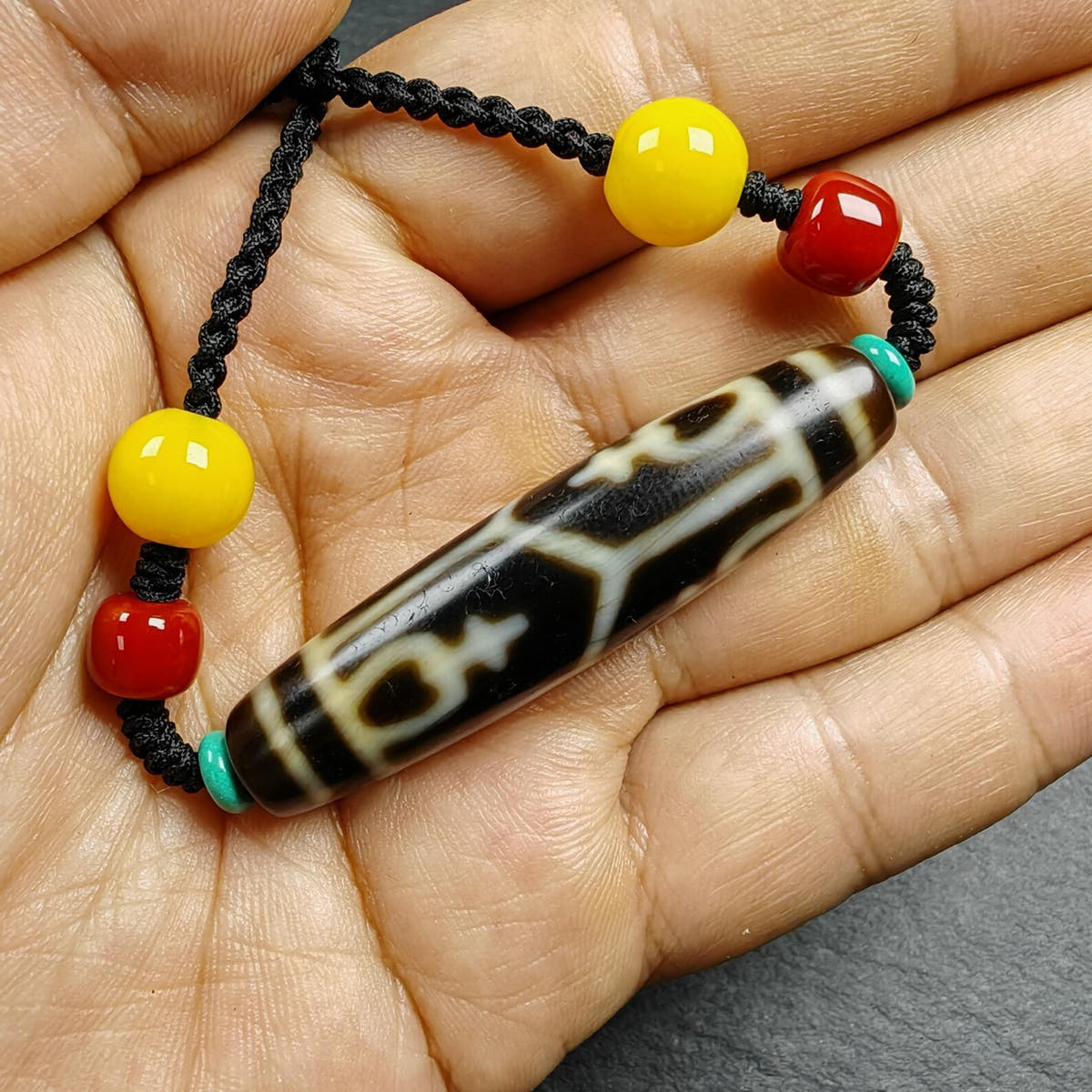 Authentic Tibetan Treasure Vase Dzi Bead Necklace 30 Years Old - Tibetan Buddhist bead necklace, view 8