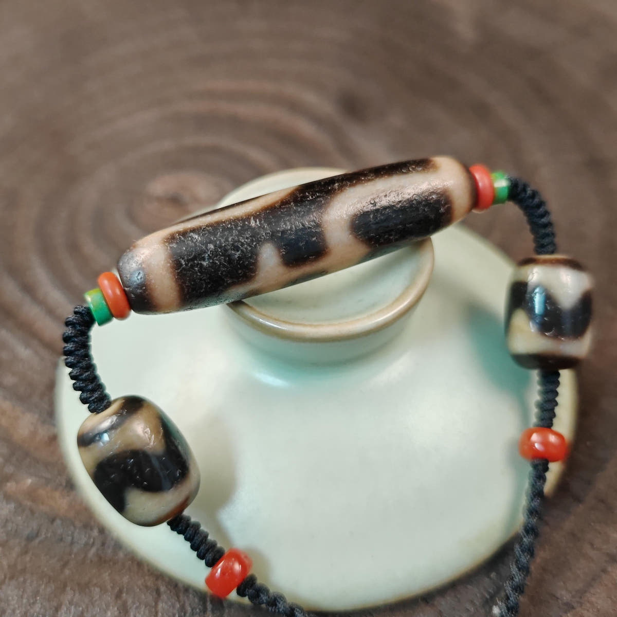 Authentic Tibetan Treasure Vase Dzi Bead Necklace Decades Old - Tibetan Buddhist bead necklace, view 6